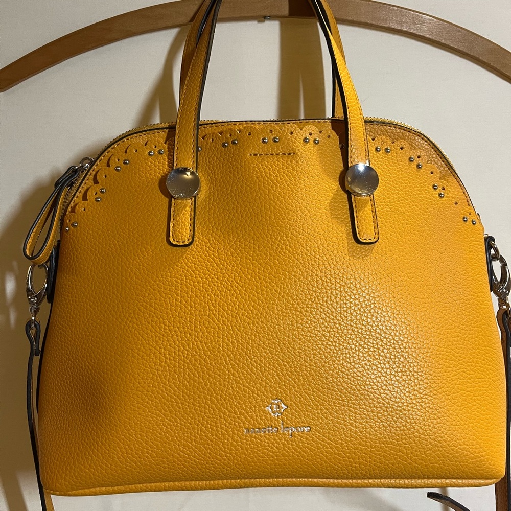 Satchel with removable strap by Nanette Lepore in yellow faux leather